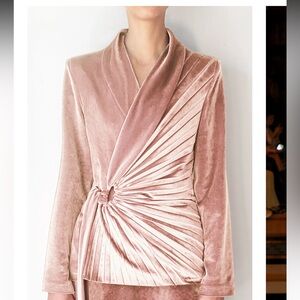 NWT Georgia Hardinge Nero Velvet Pleated Sunray Blazer Jacket UK 6 US 2 XS